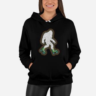 Bigfoot Skates Sasquatch Gift Clothes Vintage Roller Skating Women Hoodie - Seseable