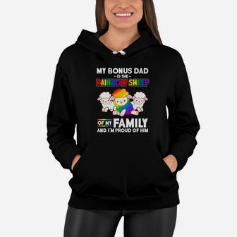 Bonus Dad Rainbow Sheep Family Proud Gay Pride Women Hoodie - Seseable