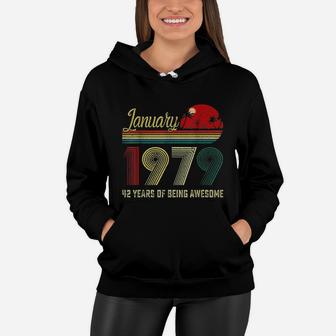 Born In January 1979 Vintage 43rd Birthday Gift 43 Years Old Women Hoodie - Seseable