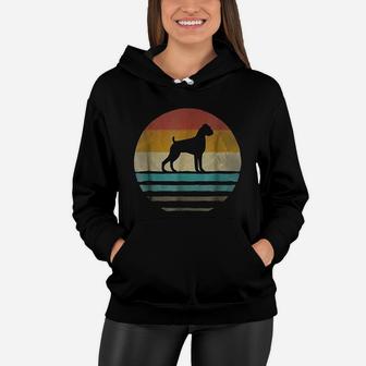 Boxer Dog Retro Vintage 70s Silhouette Breed Gift Women Hoodie - Seseable