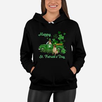 Brittany Riding Green Truck St Patricks Day Dog Lovers Gift Women Hoodie - Seseable