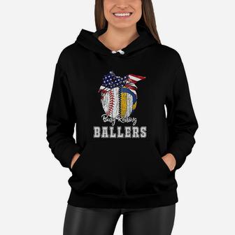 Busy Raising Ballers Baseball Volleyball Volleyball Mom Women Hoodie - Seseable