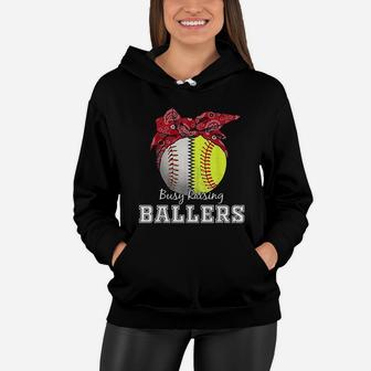 Busy Raising Ballers Softball Baseball Baseball Mom Gift Women Hoodie - Seseable