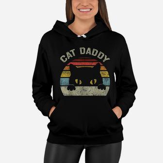 Cat Daddy Men Vintage Retro Black Cats Dad Fathers Day Gift Women Hoodie - Seseable