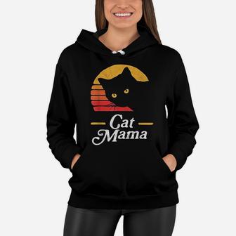 Cat Mama Vintage Eighties Style Cat Women Hoodie - Seseable
