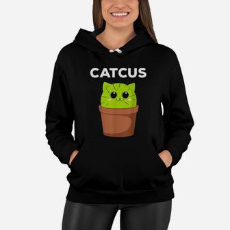 Catcus Funny Cat Pun Gift For Cat Moms Cactus Women Hoodie - Seseable