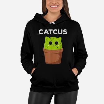 Catcus Funny Cat Pun Gift For Cat Moms Women Hoodie - Seseable
