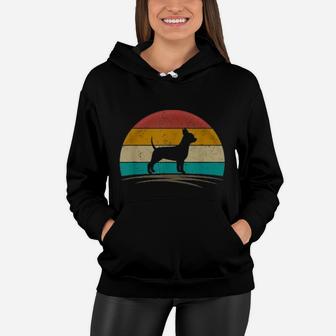 Chihuahua Dog Retro Vintage 70s Silhouette Breed Gift Women Hoodie - Seseable