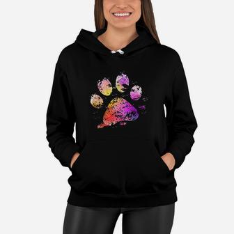 Colorful Dog Paw Dog Mama Fur Mom Doodle Mom Pet Owner Gift Women Hoodie - Seseable