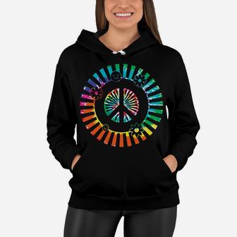 Colorful Flower Hippie Peace Sign Lovers Women Hoodie - Seseable