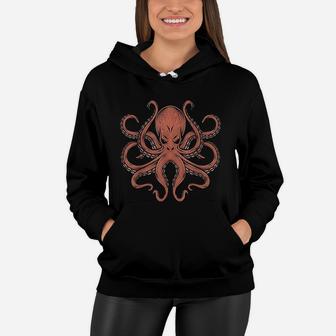 Cool Vintage Octopus Kraken Ocean Marine Sea Life Women Hoodie - Seseable