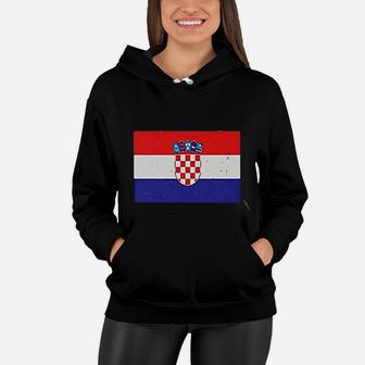 Croatia Flag Vintage Style Retro Croatian Women Football Jersey Women Hoodie - Seseable