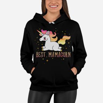 Cute Best Mama Unicorn Watercolor Gold Mom Women Hoodie - Seseable