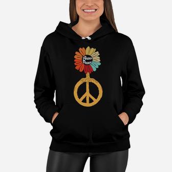 Daisy Flower Power 70s Style Hippie Peace Sign Women Hoodie - Seseable