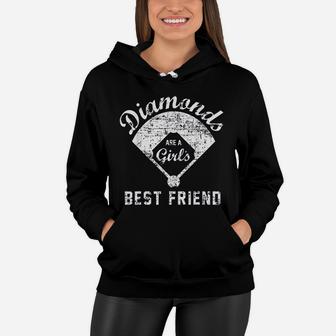 Diamonds Are A Girls Best Friend Softball Mom Gift Women Hoodie - Seseable