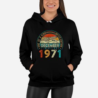 Distressed Vintage Awesome Since December 1971 51st Years Old Women Hoodie - Seseable