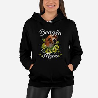 Dog Mom Mothers Day Gift Sunflower Beagle Mom Women Hoodie - Seseable