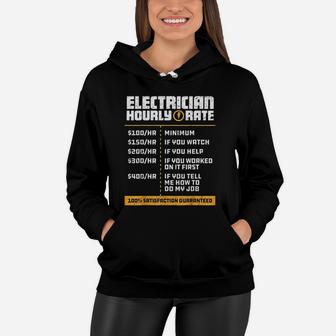 Electrician Hourly Rate Funny Lineman Dad Vintage Gifts Women Hoodie - Seseable
