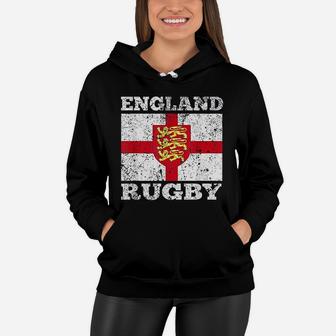 England Rugby Vintage English Flag Rugby United Kingdom Gift Women Hoodie - Seseable