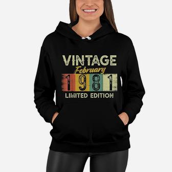 February 1981 Vintage 40 Years Old Retro 40th Birthday Gifts Women Hoodie - Seseable