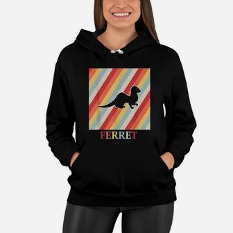 Ferret In Retro And Vintage 70's And 80's Style Women Hoodie - Seseable