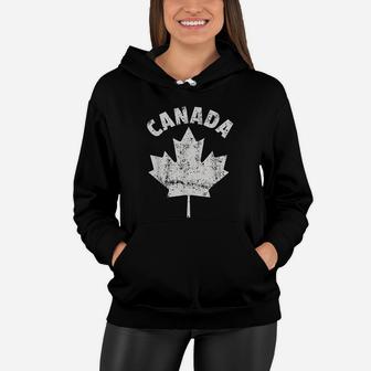 Flag Of Canada Fathers Day Canadian Leaf Vintage Women Hoodie - Seseable