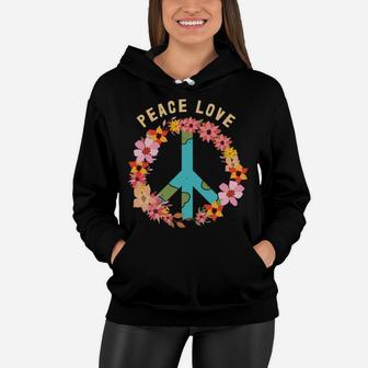 Floral Peace Love Symbol Hippie Tie Dye Earth Women Hoodie - Seseable