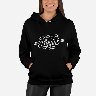 Flygirl Vintage Aviation Pilot Gift Flight Attendant Women Hoodie - Seseable