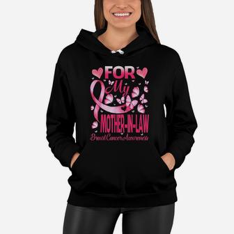 For My Mother In Law Pink Ribbon Awareness Women Hoodie - Seseable