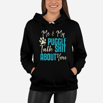 Funny Puggle Dog Pug Beagle Mom Dad Gift Idea Women Hoodie - Seseable