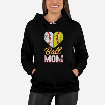 Funny Softball Ball Mom Softball Baseball Women Hoodie - Seseable