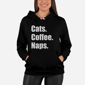 Funny Vintage Cats Coffee Naps Women Hoodie - Seseable