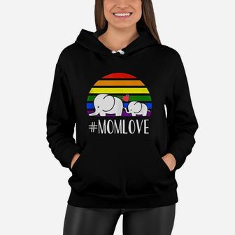 Gay Mom Love Pride Lgbt Rainbow Flag Elephant Gay Mom Gift Women Hoodie - Seseable