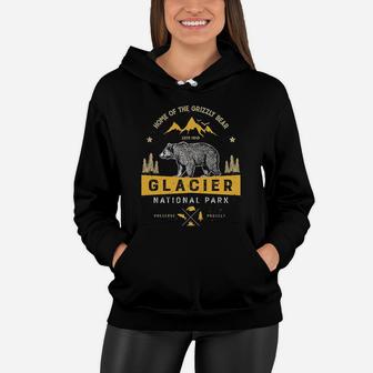 Glacier National Park Vintage Montana Bear Shirt Men Women Dqz Black Women Hoodie - Seseable
