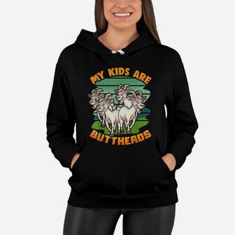 Goat Mom My Kids Are Buttheads Funny Goat Lover Women Hoodie - Seseable