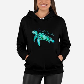 Green Turtle With Flow Go Dad Mom Women Hoodie - Seseable