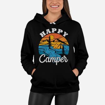Happy Camper Sunset Camping Day I Love Camping Women Hoodie - Seseable