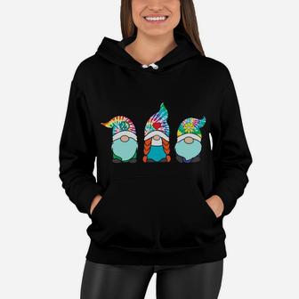 Hippie Cute Gnomes Tie Dye Color Hat Peace Heart Love Women Hoodie - Seseable