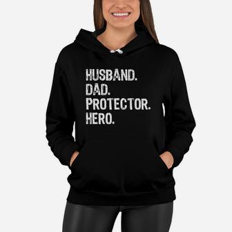 Husband Dad Protector Hero Family Love Matching Women Hoodie - Seseable