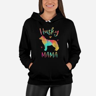 Husky Mama Colorful Siberian Husky Gifts Dog Mom Women Hoodie - Seseable