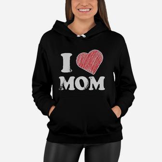 I Love Mom Big Heart Women Hoodie - Seseable