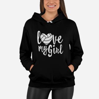 I Love My Girls Mom Volleyball Cute Volleyball Mom Women Hoodie - Seseable