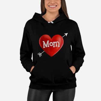 I Love My Mom Is My Valentine Day Heart Mothers Day Women Hoodie - Seseable