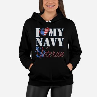 I Love My Navy Veteran Women Hoodie - Seseable