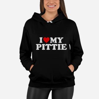 I Love My Pittie For Pit Bull Mom Dad Women Hoodie - Seseable