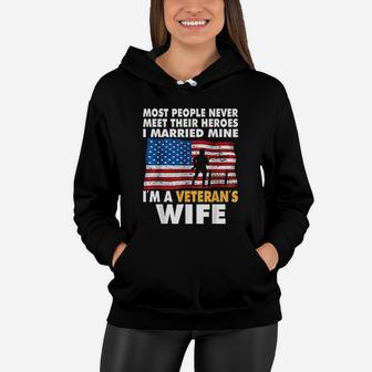 I Married My Hero I Am A Veterans Wife Women Hoodie - Seseable