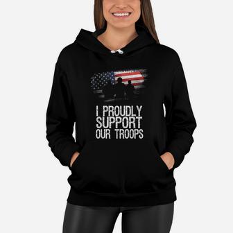 I Proudly Support Our Troops Veterans Day Vintage Usa Flag Women Hoodie - Seseable