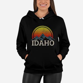 Idaho Vintage Mountains Retro Nature Hiking Souvenir Women Hoodie - Seseable