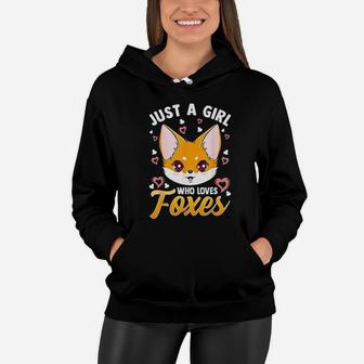 Just A Girl Who Loves Foxes Kids Girls Cute Fox Gift Mom Women Hoodie - Seseable