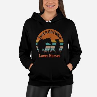 Just A Girl Who Loves Horse Funny Vintage Women Hoodie - Seseable